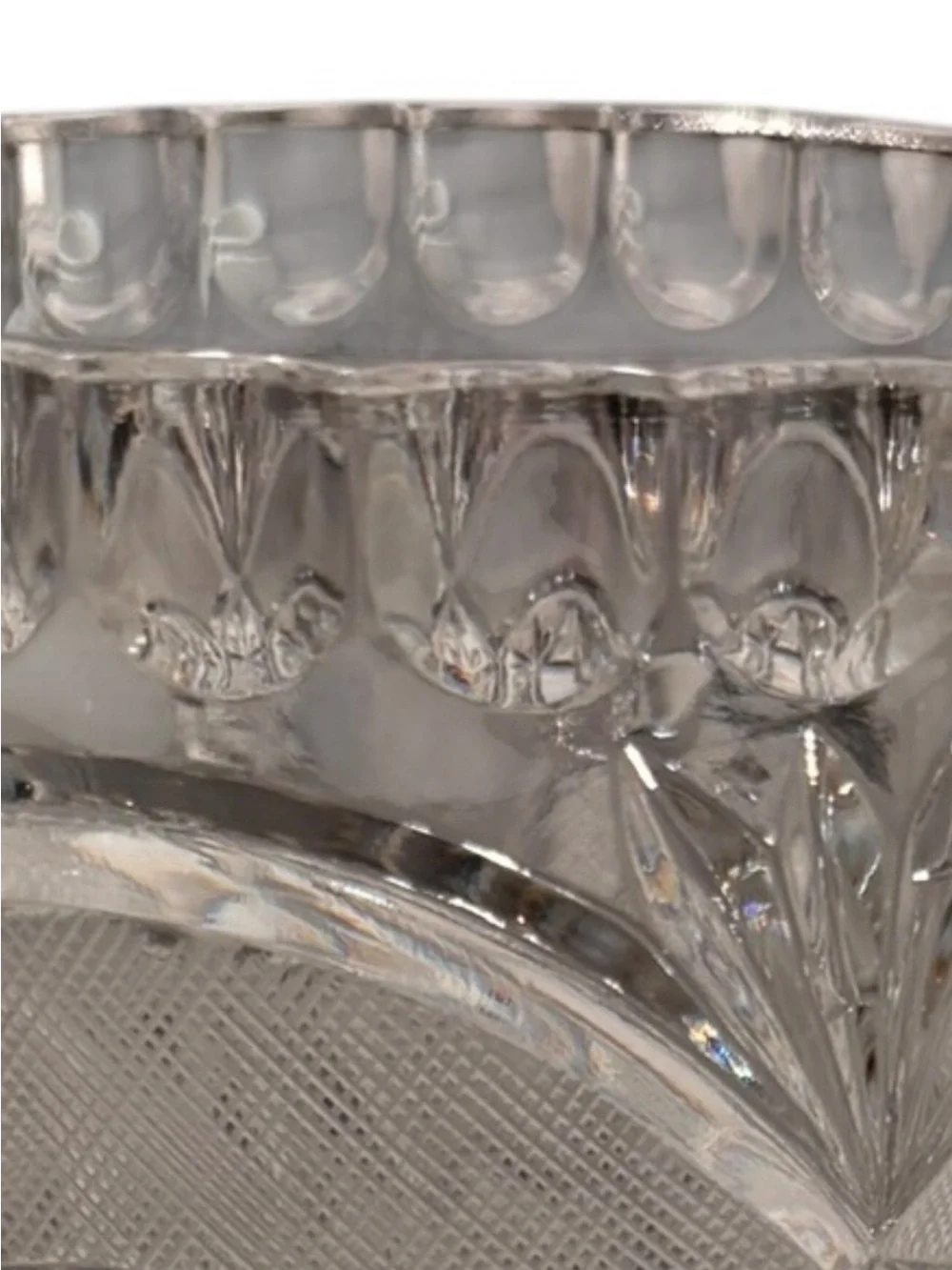 Vintage Bohemian Hand Cut Lead Crystal Vase Crimped Rim  8.5” x 4.5”